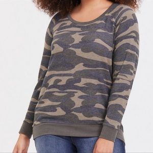 Torrid Camo Lightweight Crew Neck Sweatshirt